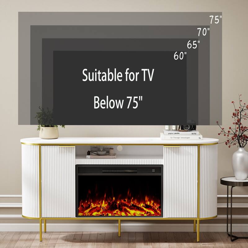67" Entrainment CentersTV Stand with Fireplace for TVs up to 75"