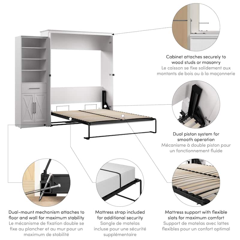 Key West Queen Murphy Bed with Wardrobe (94W) by Bestar