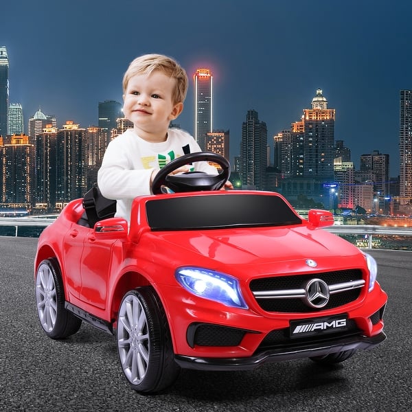slide 2 of 15, Mercedes Benz Red Electric Car, Toddler Electric Vehicle, Children Ride On Toy wParental Remote Control Double Doors LED Lights Kids - Assembled - Red