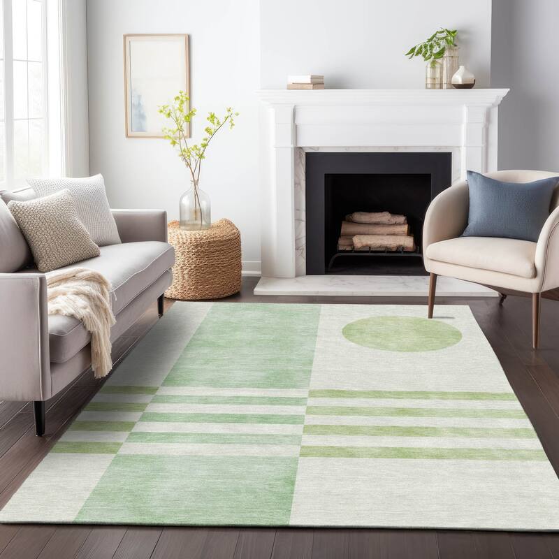 Machine Washable Indoor/Outdoor Modern Fusion Chantille Rug