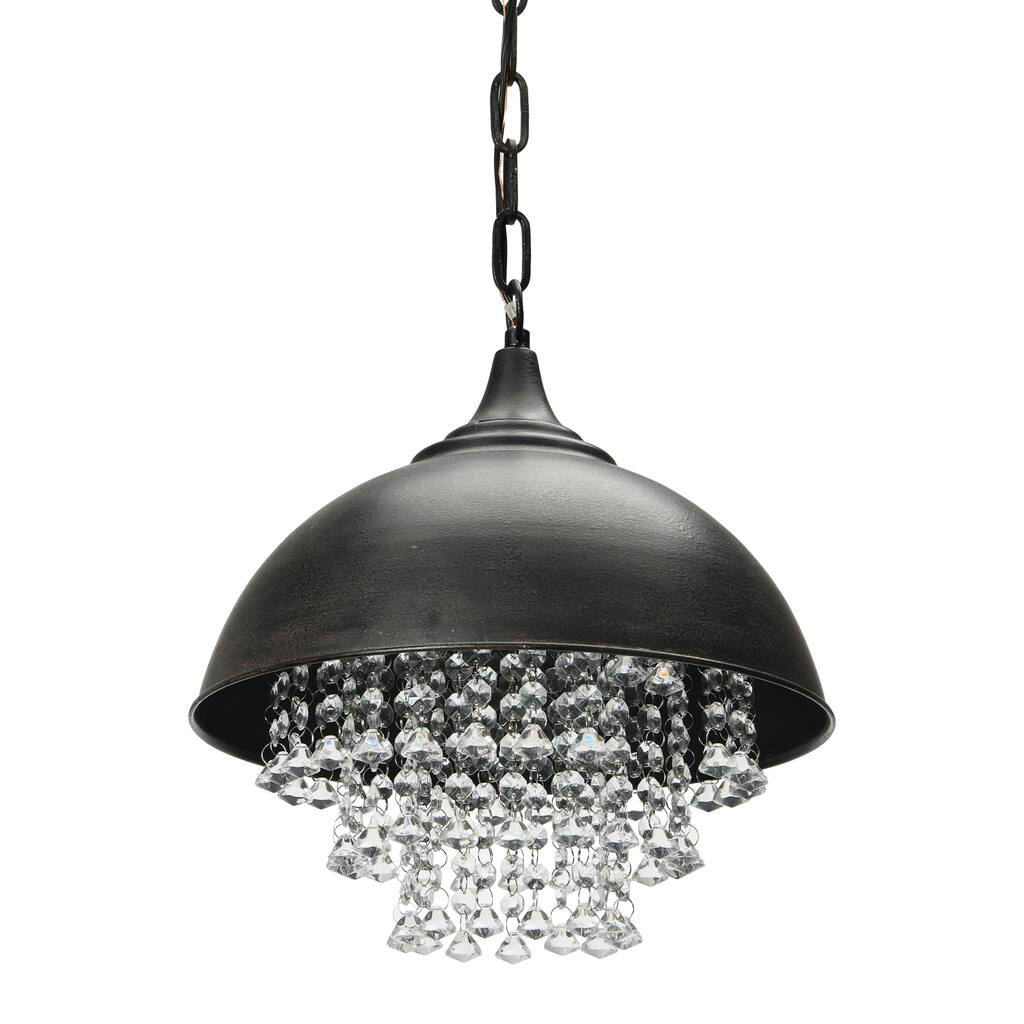 Metal Dome Chandelier with Crystals