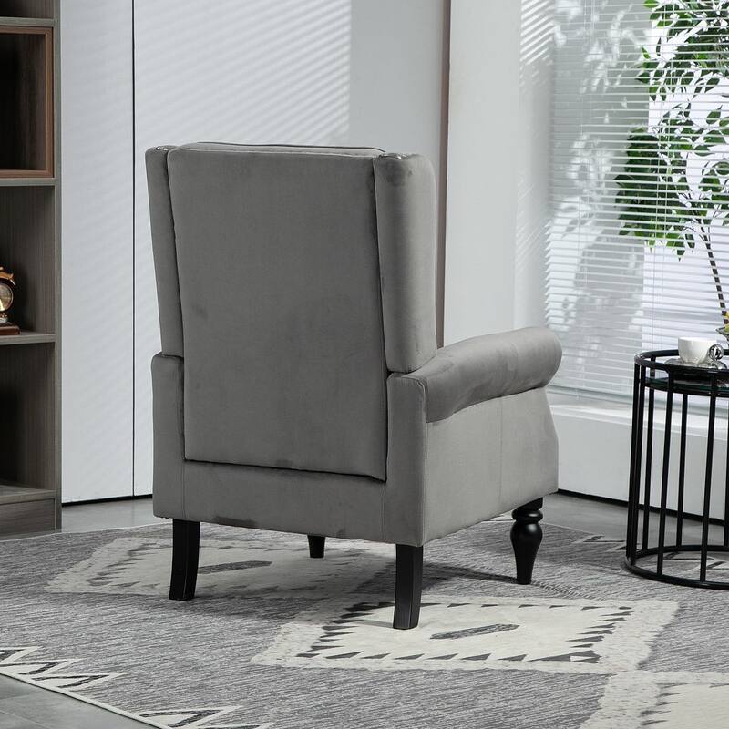 Transitional Wingback Accent Chair Armchair with Sturdy Wood Legs