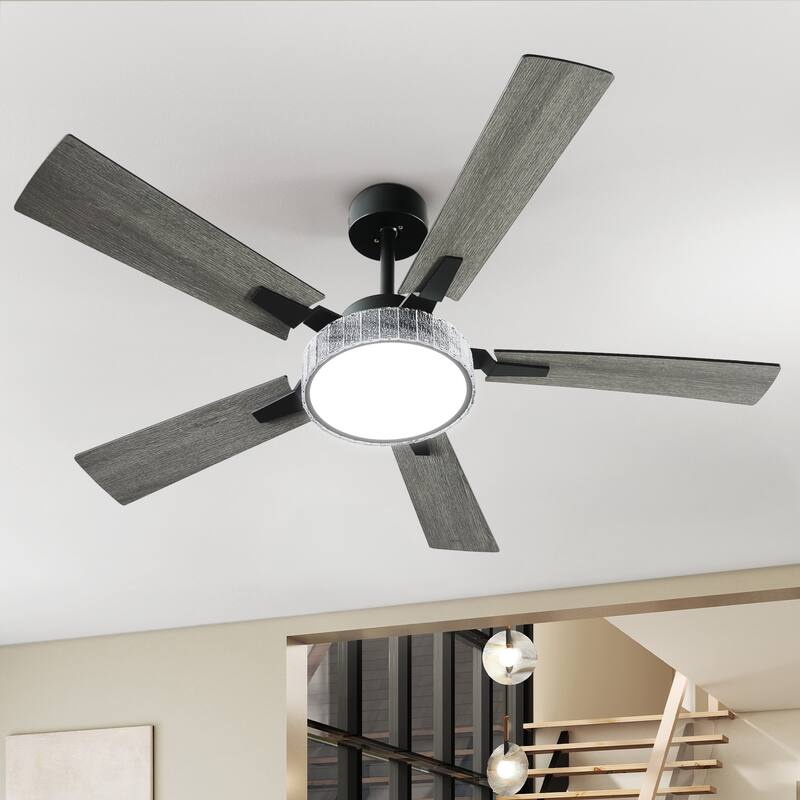Moasis 52 Inch 5-Blade Crystal Chandelier Ceiling Fans with Lights and Remote Control - 52 Inches