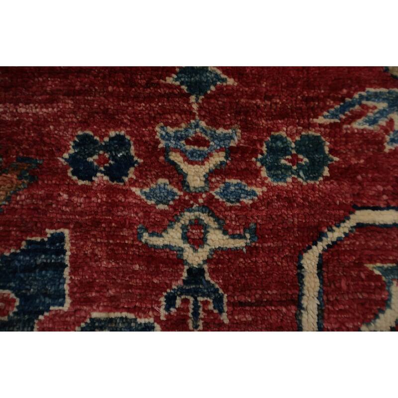 Hand Knotted Oriental 100% Wool Carpet Traditional Floral Red Kazak Area Rug - 10' 11'' X 7' 6''