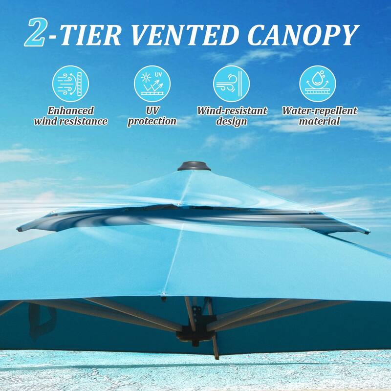 Aluminum Patio Umbrella - 360° Rotation, Hydraulic Lift