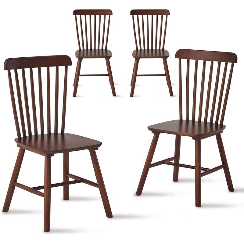4 Pieces Of Dining Chair, Rubber Wood Material, Dining Chair, Solid Wood Chair, Solid Wood Dining Table Chair - Walnut