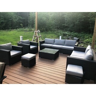 Santa Rosa Outdoor 7 Seater Wicker Sofa Chat Set by Christopher Knight Home