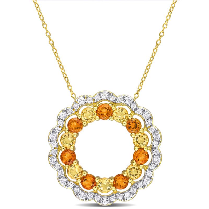 Miadora Citrine Madeira Citrine & White Topaz Open Necklace in Yellow Plated Sterling Silver