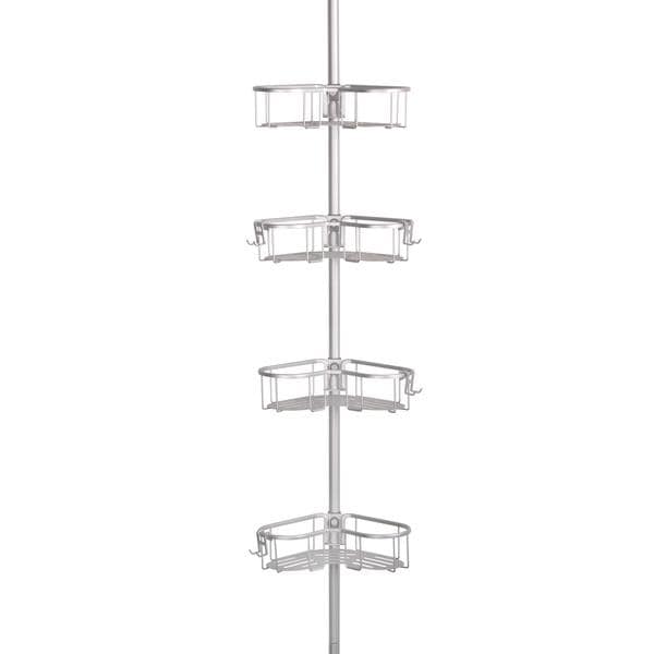 Utopia Alley Tension Rod Shower Organizer Rustproof Corner Shower Caddy with 4 Adjustable Shelves Chrome Matte Black Finish On Sale Bed Bath Beyond 20056194