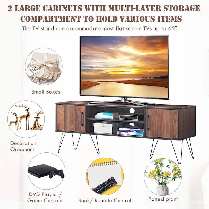 Gymax TV Stand Media Center Storage Cabinet & Shelf Hold up to 65'' TV - See Details