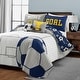 preview thumbnail 7 of 18, Lush Decor Soccer Game Reversible Oversized Kids Quilt Set White/Navy - Full - Queen