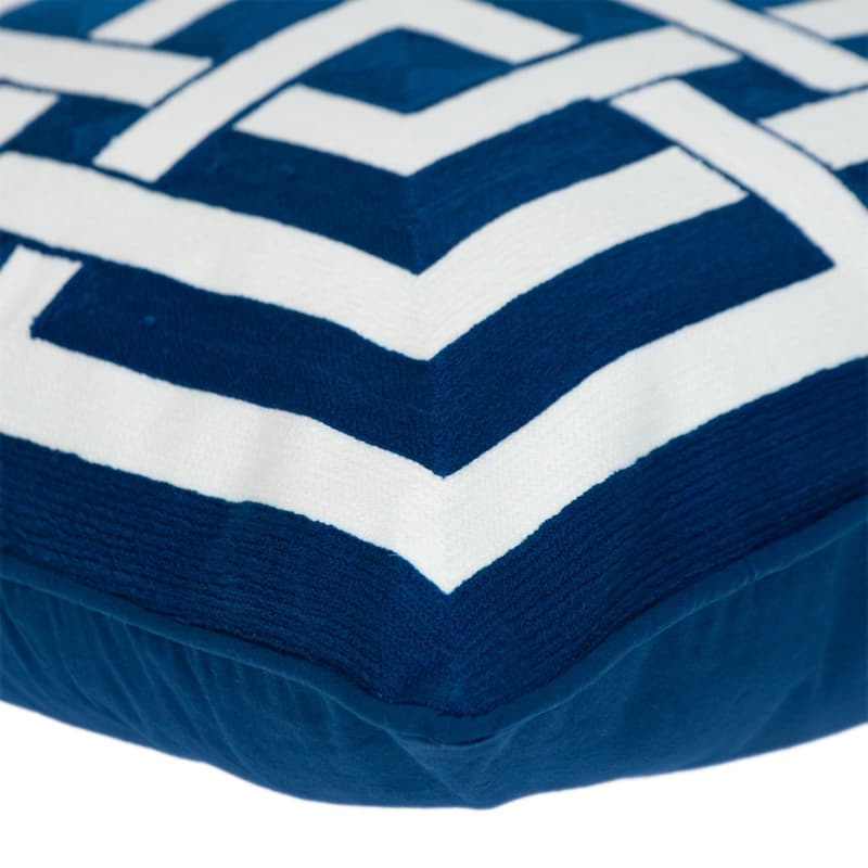 Square Interlocking Cotton Throw Pillow - 20" - Blue and White