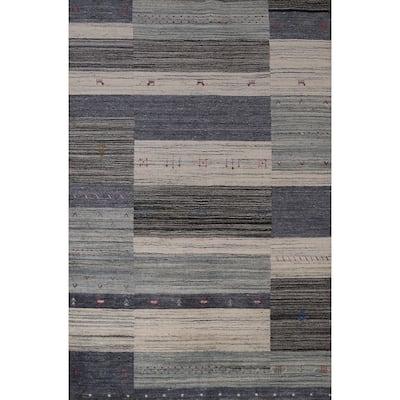 Tribal Gabbeh Indian Area Rug Hand-Knotted Wool Carpet - 5'2" x 7'6"