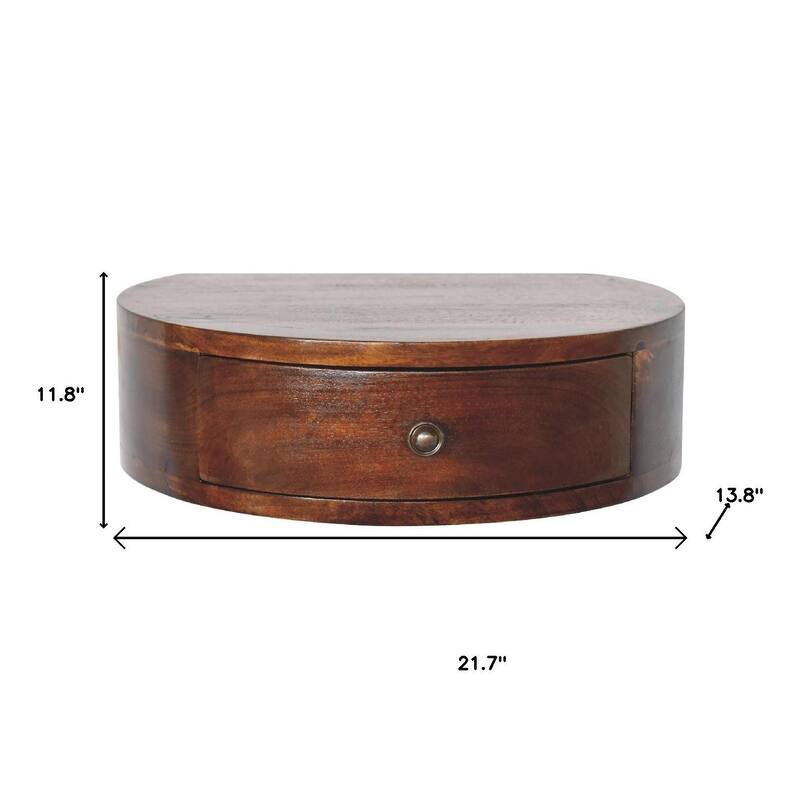 HomeRoots 22" Brown Solid Wood One Drawer Floating Nightstand