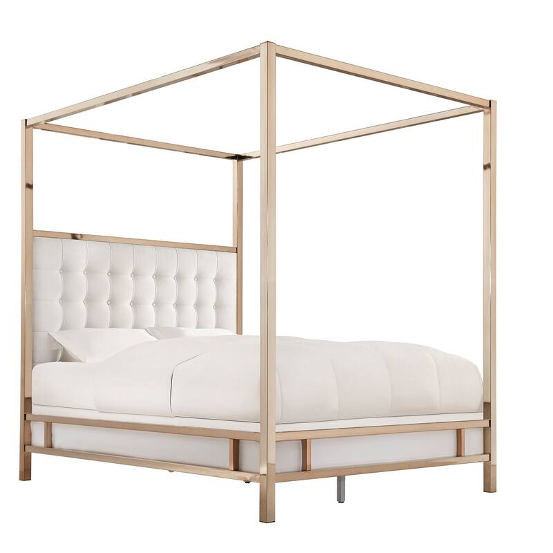 Solivita King-size Canopy Champagne Gold Metal Bed by iNSPIRE Q Bold