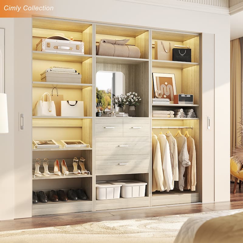 Cimly 25'' W Closet Organizer System with 2 Hanging Rods and DIY Shelves for Walk-in and Reach-in Closet