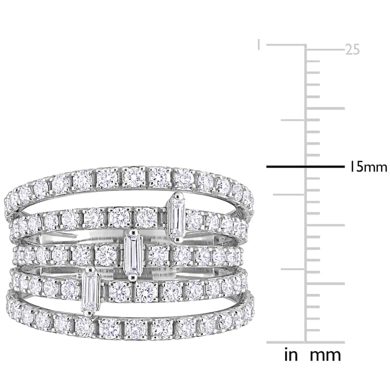 Miadora 2ct TDW Parallel Baguette-Cut Diamond Split Shank Ring in 14k White Gold