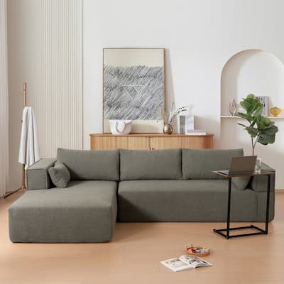 L-Shaped Sofa Modular Sectional Sofa with Side Table, Wide Seat