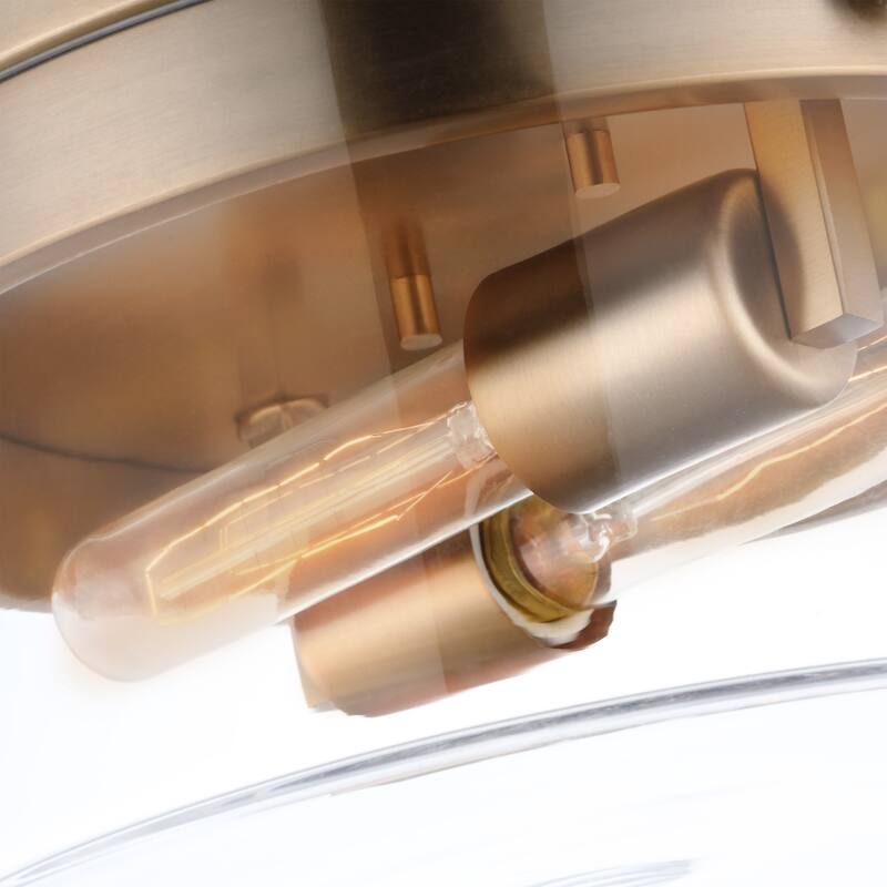 Intersection - Medium Flush Mount Fixture - Burnished Brass with Clear Glass