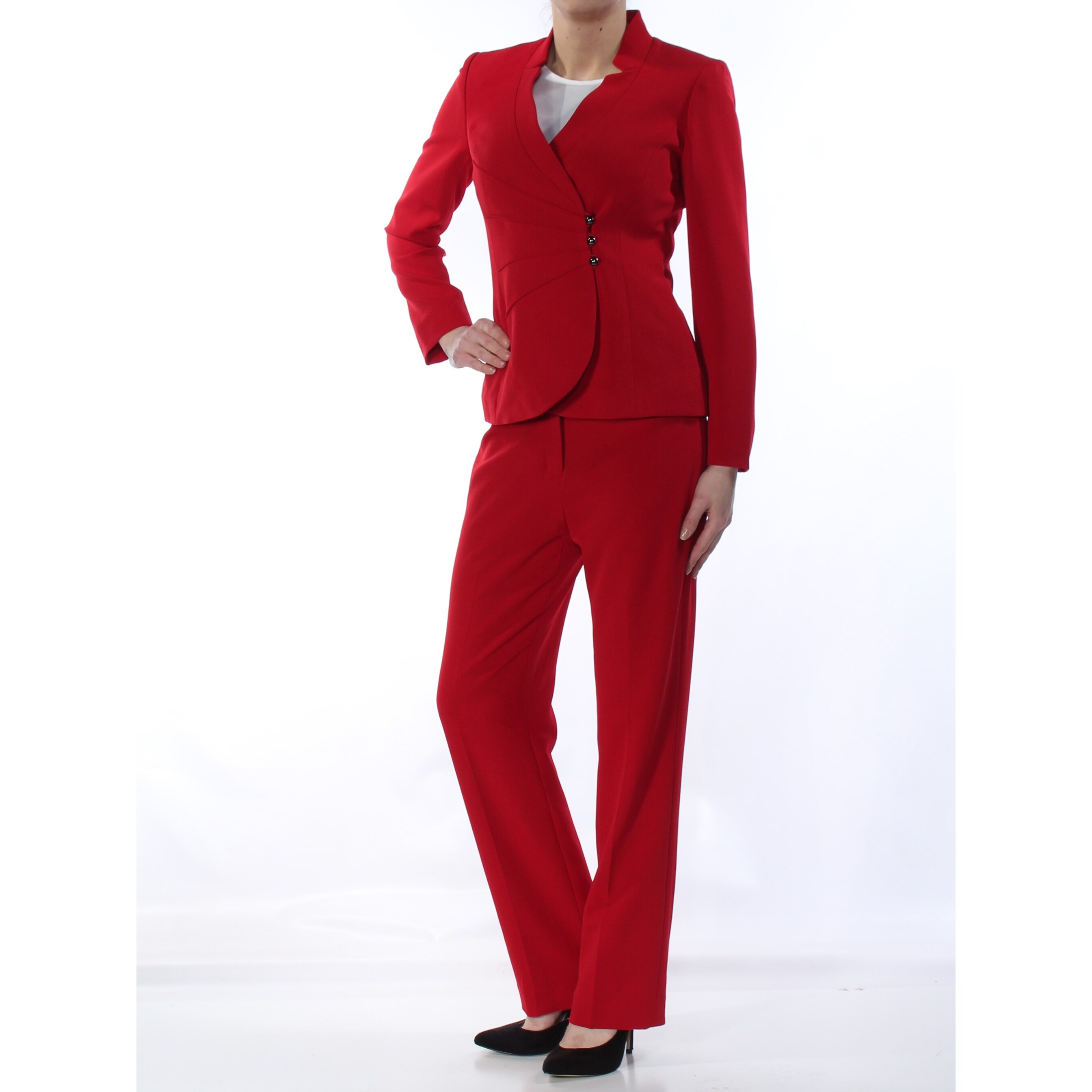 petite red trouser suit