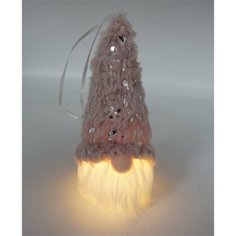 LED Lighted Hanging Gnome Christmas Figurine - 6.5" - Pink and White