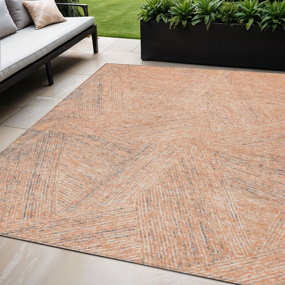 HomeRoots Abstract Transitional Rectangle Outdoor Rug