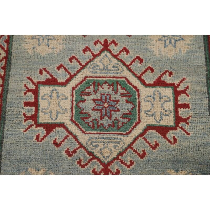 Blue Kazak Runner Rug Handmade Wool Carpet - 2'8" x 13'5"