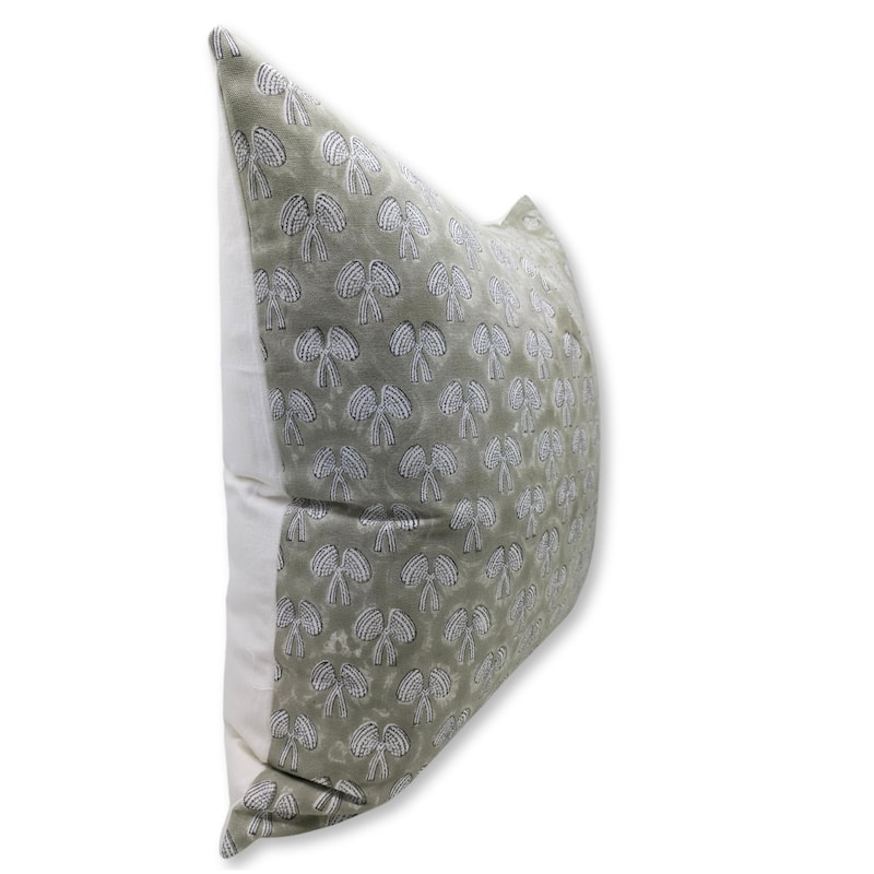 Cotton Bohemian Block print pillow Cover - Mushroom