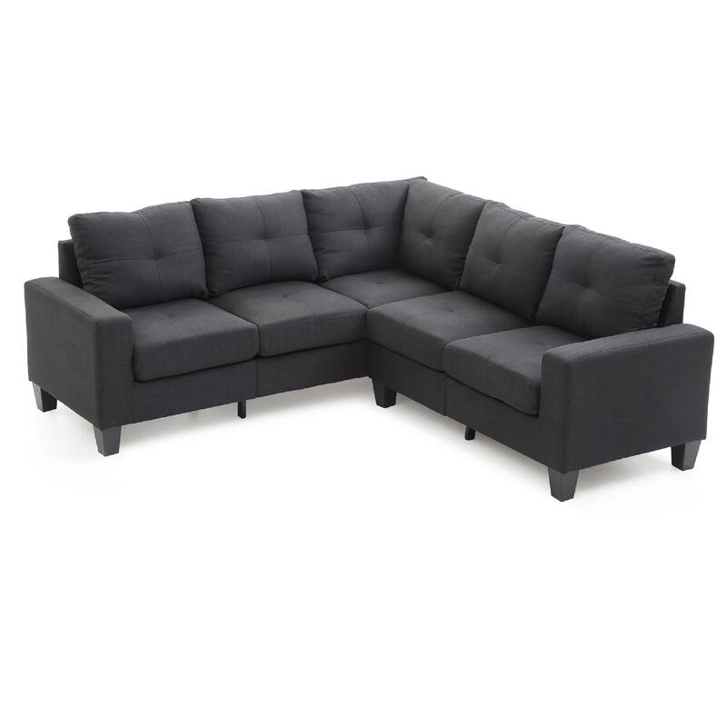 Tufted Twill L Shape Sectional Sofa - 82" - Black