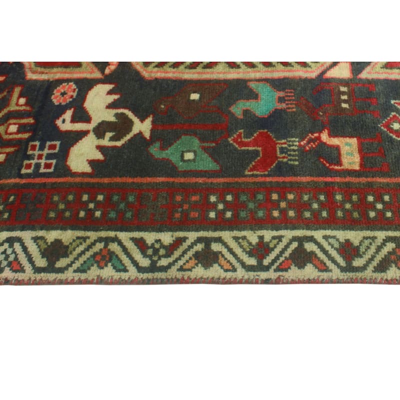 Fine Vintage Distressed Lynsey Charcoal/Red Runner - 3'8" x 8'10"