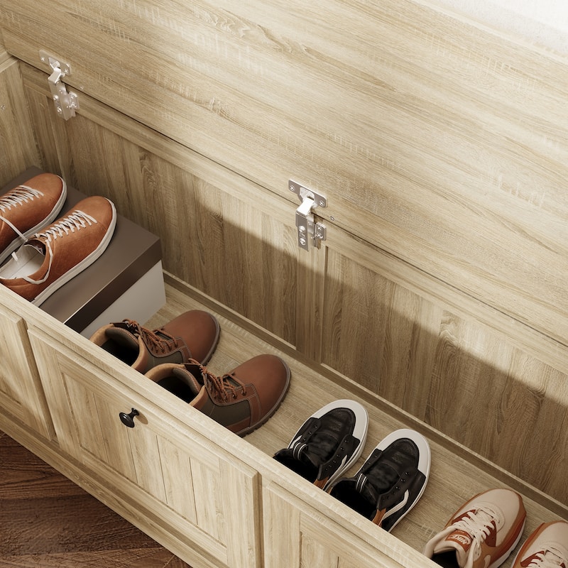 L-Shaped Storage Bench 176 lbs Top Load, Corner Entryway Bench with Hidden Storage Seating