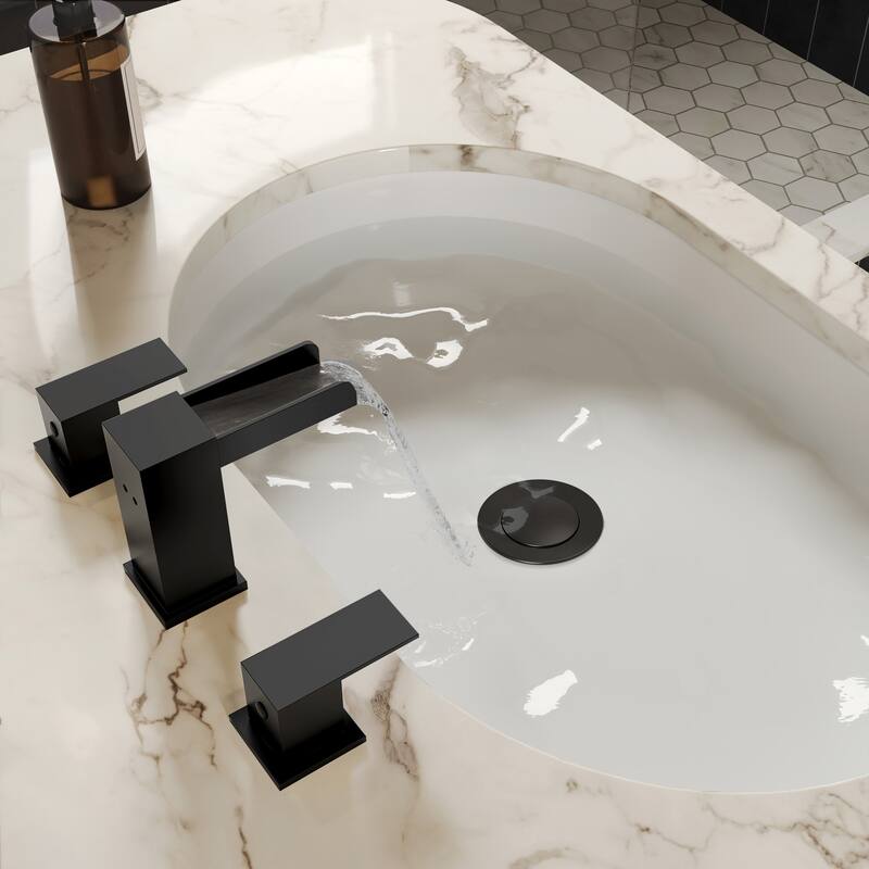 GRANDJOY Widespread 2-Handle LED Waterfall Bathroom Sink Faucet