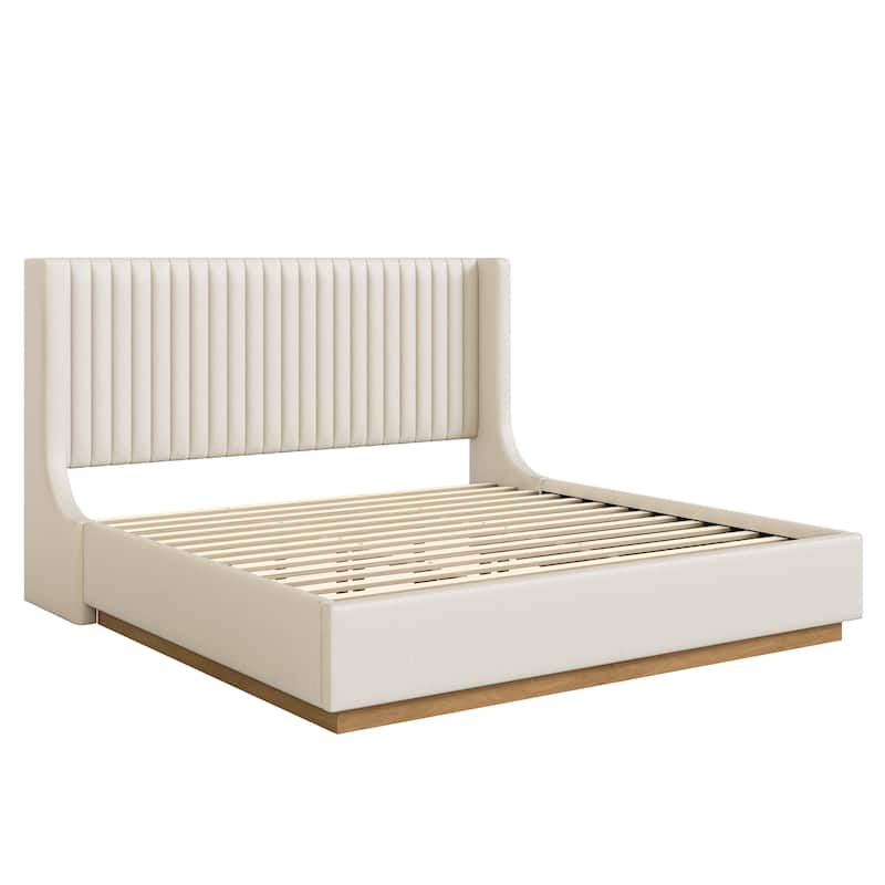 Modern Wooden Queen/King Size Upholstered Platform Bed with Headboard