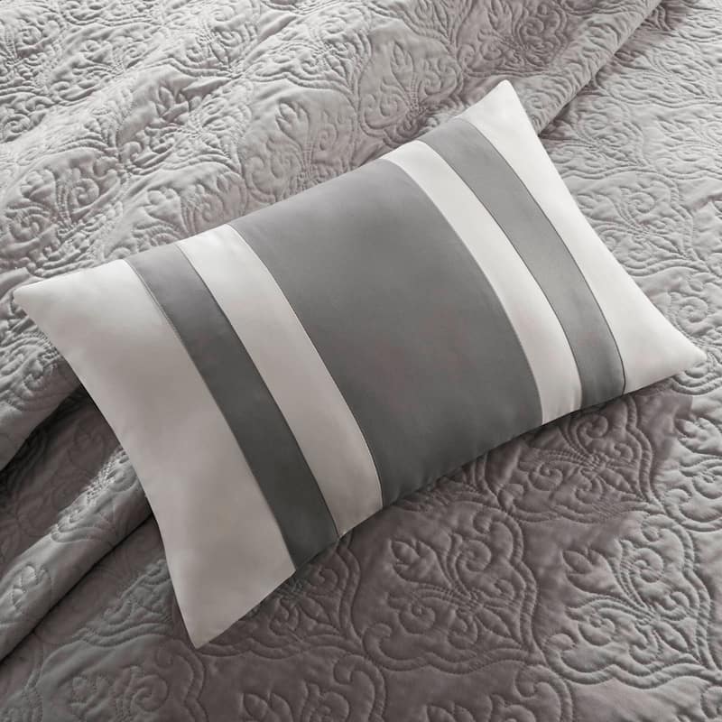 Madison Park Liverpool 7 Piece Quilt Set with Euro Shams and Throw Pillows