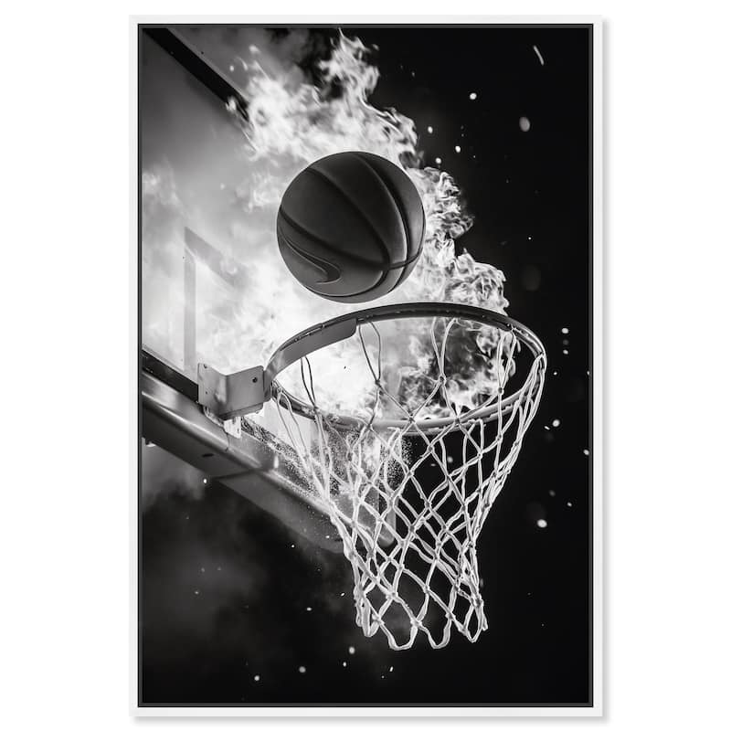 Scorch Some Hoops Canvas by Art Remedy - 20" x 30" - White