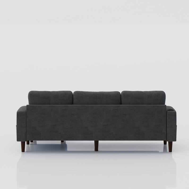 Modern Convertible L-Shaped Sectional Sofa with Storage Footstool for Home Office