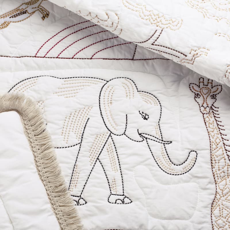 Jungle Safari Animals Nursery Crib Bedding Set Brown Taupe Black and White Gender Neutral Elephant Wildlife Adventure Serengeti