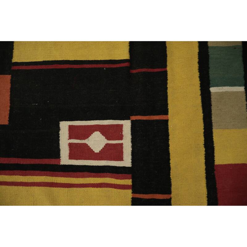Hand Woven Oriental 100% Wool Carpet Southwestern Modern Multi-Colored Kilim Area Rug - 11' 8'' X 8' 10''