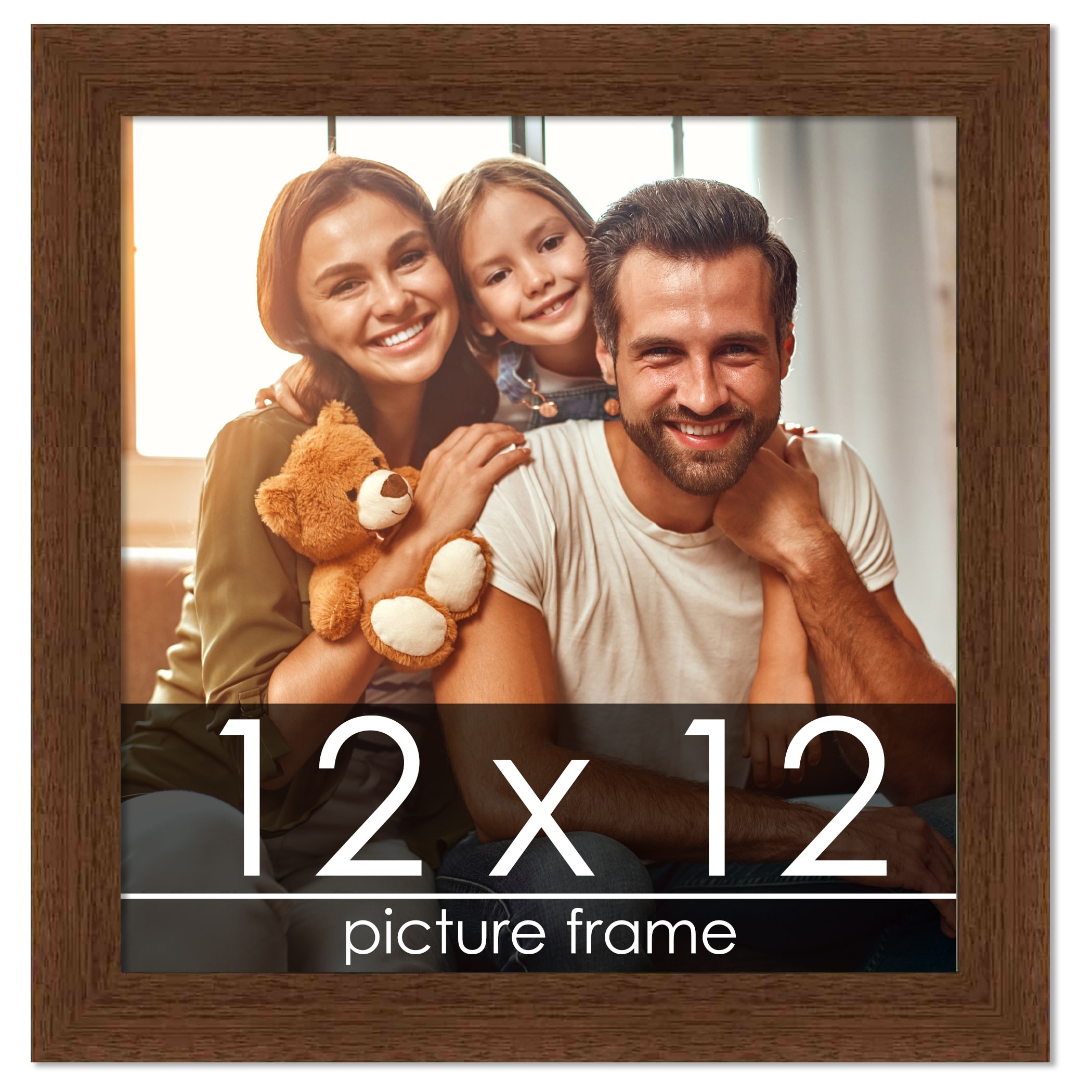 12x12 Frame Wood Set of Two, Rustic Square Frame For Wall Mount & Tabletop  12x12 Picture Frame Mounting Hardware Included