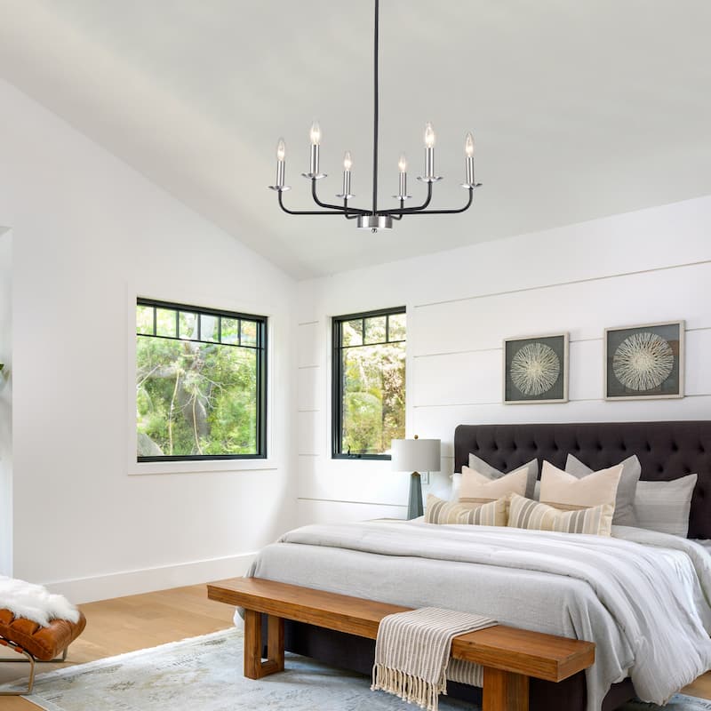24.01 in. Modern Farmhouse Chandelier , 6-Light French Country Chandelier for Dining Room Living Room Bedroom Kitchen
