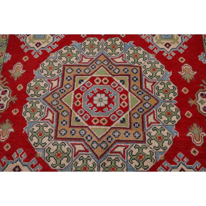 Traditional Red Kazak Area Rug Hand-Knotted Wool Carpet - 5'0" x 6'9"