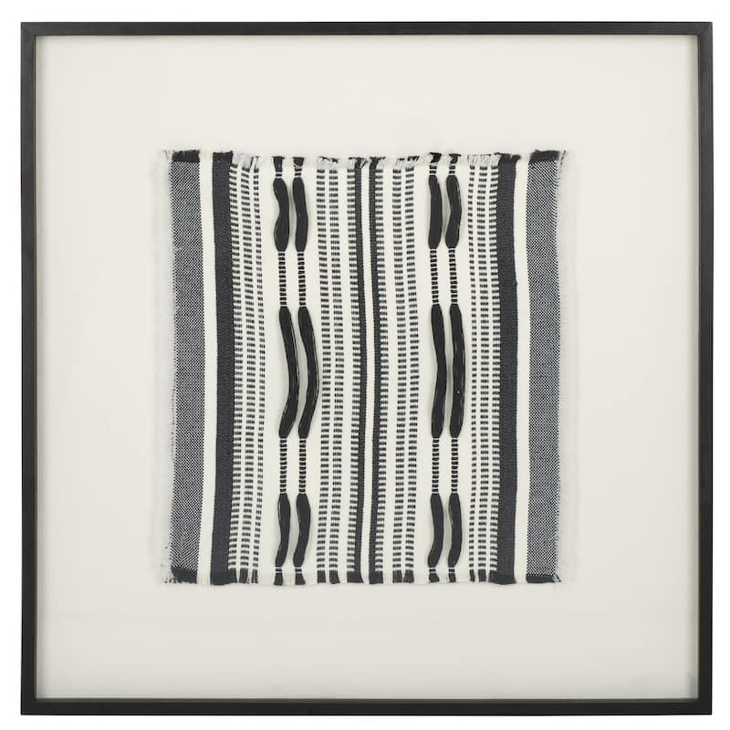 SAFAVIEH Home Wona 30-inch White/Black Framed Textile Art - Black/White