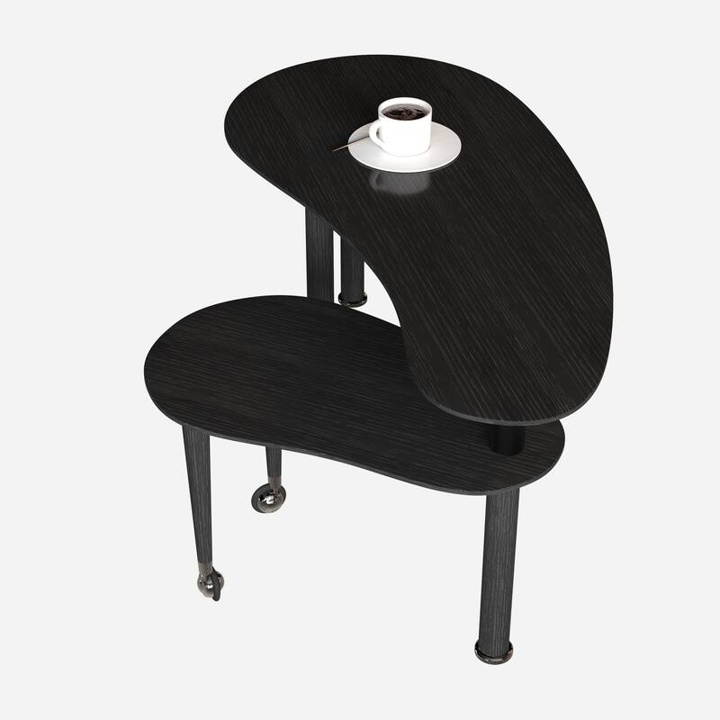 Contemporary rotatable cocktail table with solid rubber wood legs, 360 degree rotating coffee table