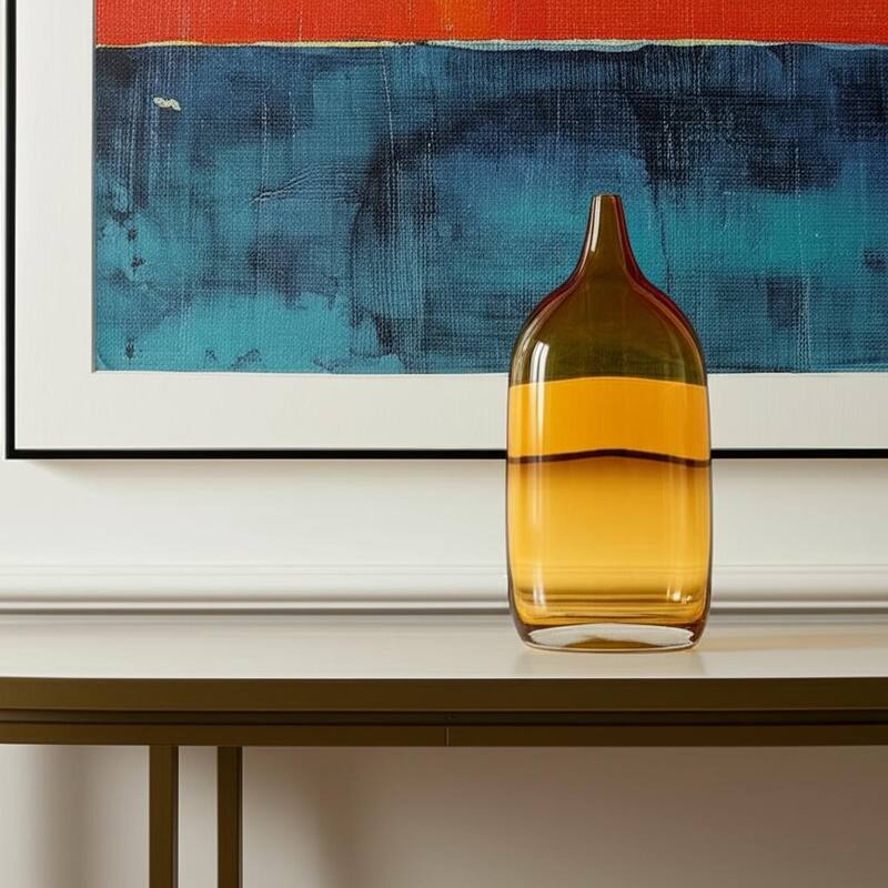 12" Amber Bud Glass Decorative Bottle - 5.50 - Amber - 5.50