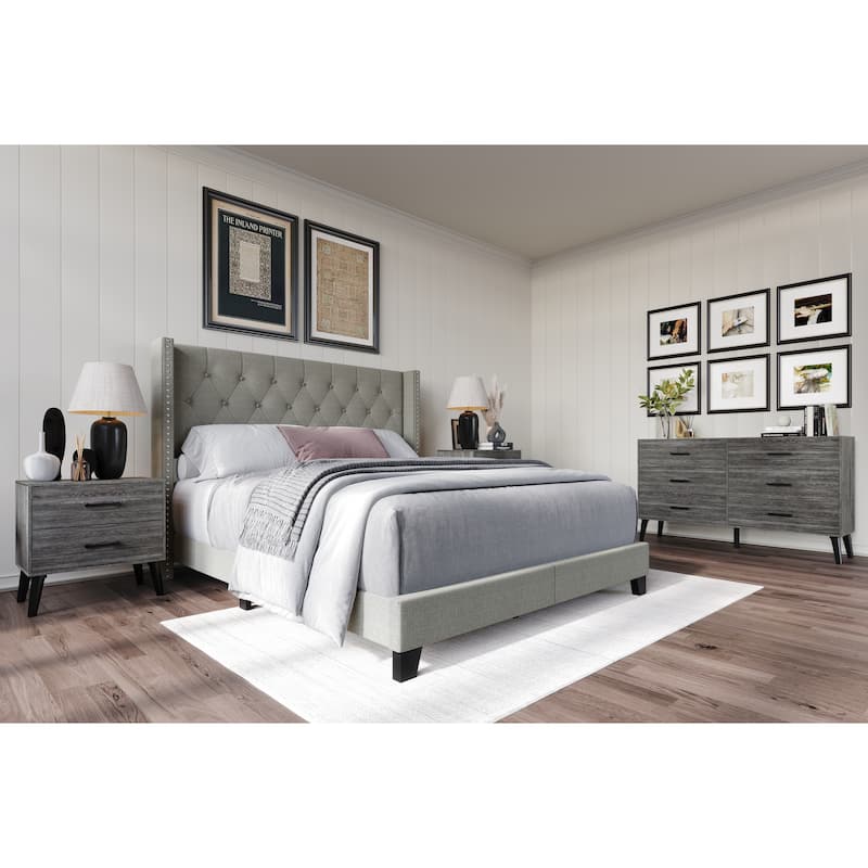 light grey dresser and nightstand set CraftPorch Elegance Light Grey Bedroom Set with Two Nightstand and Dresser
