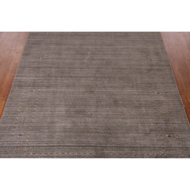 Tribal Grey Gabbeh Indian Area Rug Handmade Wool Carpet - 6'6" x 9'7"