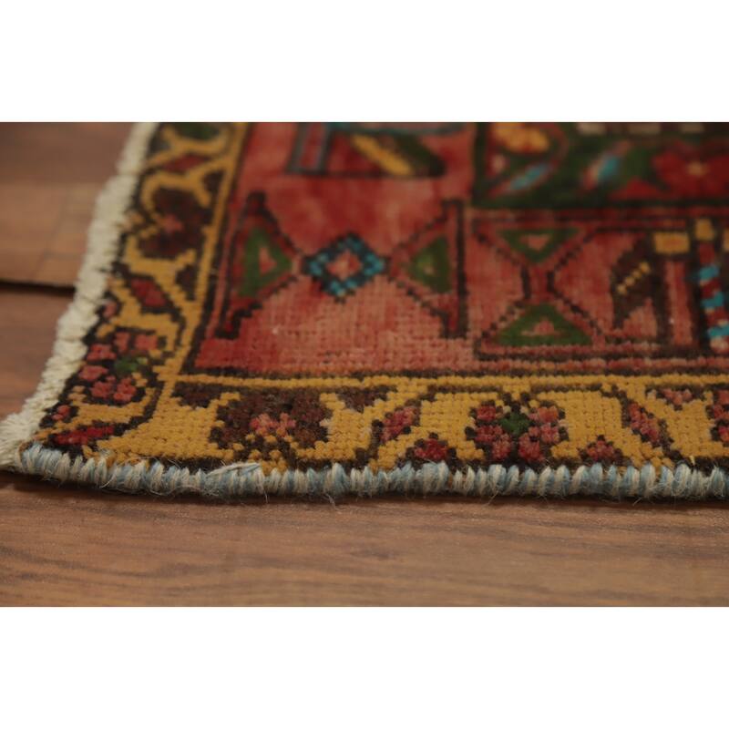 Hand Knotted Oriental 100% Wool Carpet Traditional Geometric Oranges & Rust Heriz Area Rug - 7' 4'' X 3' 7''