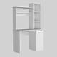 preview thumbnail 2 of 1, Functional Desk with Hutch, Single-Door Cabinet, and Open Shelving for Organized Workspace White