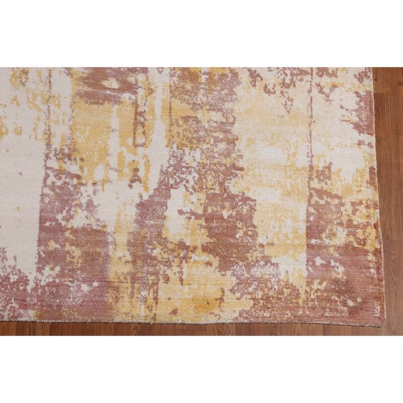 All-Over Contemporary Abstract Area Rug Hand-Knotted Wool Carpet - 9'0" X 12'0"