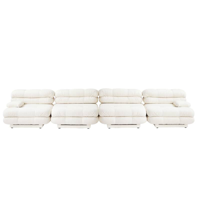 146'' Modular Sectional Couch Modern Tedy Velvet Sofa 4-Seater Couch for Living Room